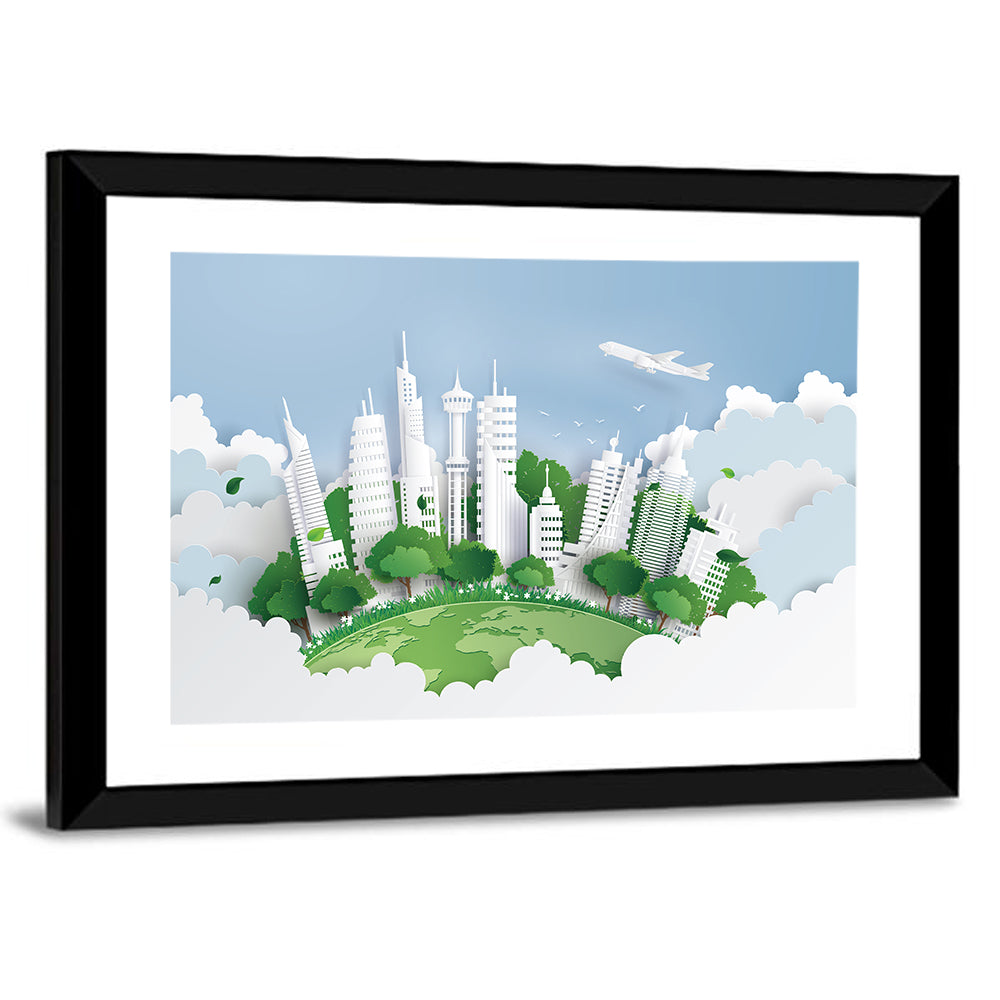 Green Globe Cityscape Wall Art
