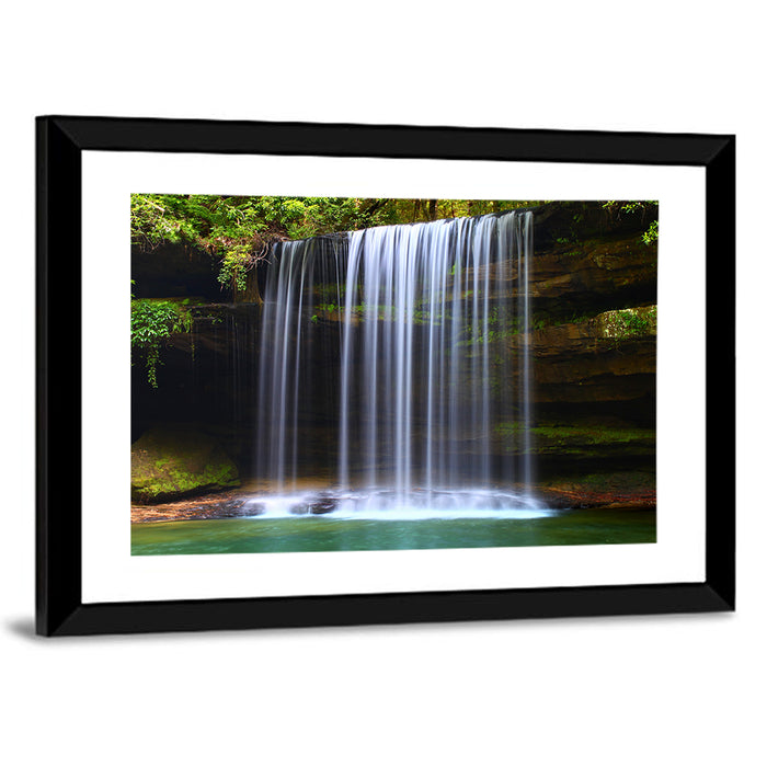 Upper Caney Creek Falls, Mossy Cliff Wall Art as a framed print