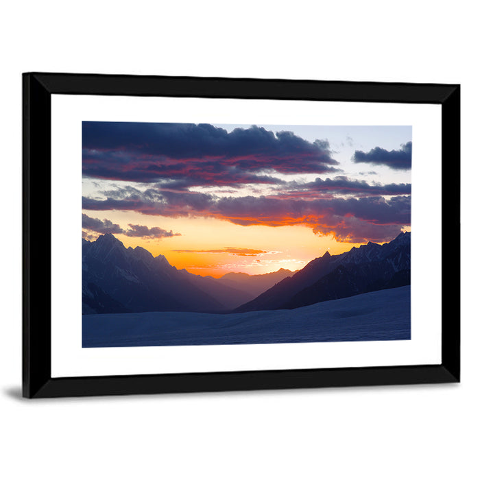 Hispar Pass Sunset Wall Art as a framed print