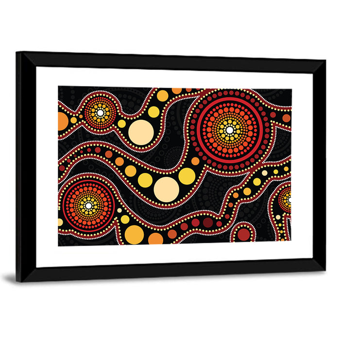 Aboriginal Dot Wall Art as a framed print