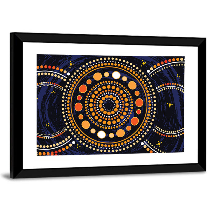 Aboriginal Dot Illustration Wall Art as a framed print