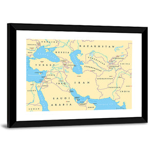 Southwest Asia Political Map Wall Art