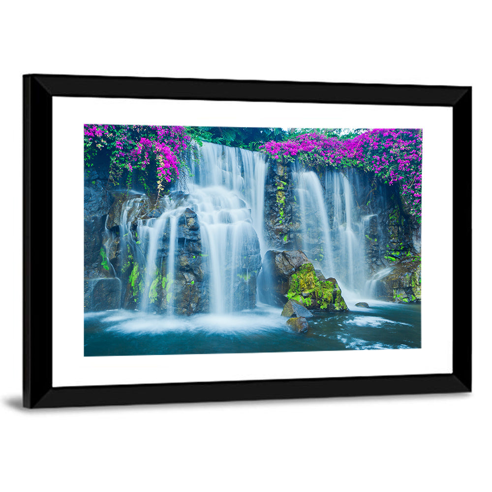 Hawaiian Blue Waterfall Scene Wall Art