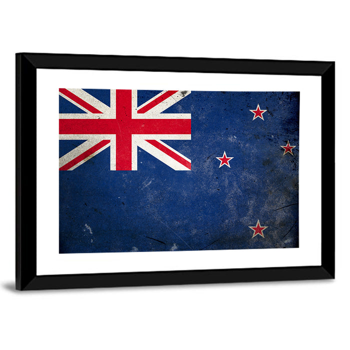 Vintage New Zealand Flag Wall Art as a framed print
