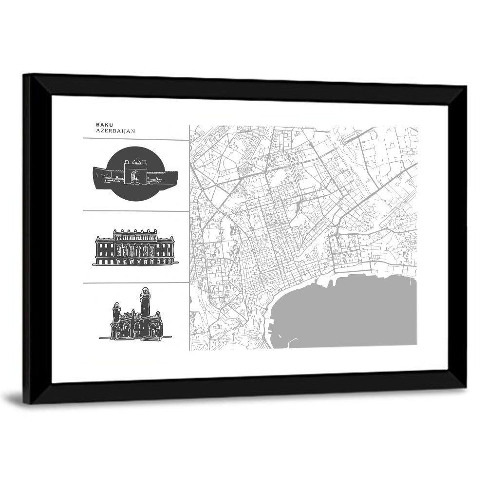 Baku Minimalist City Map Wall Art