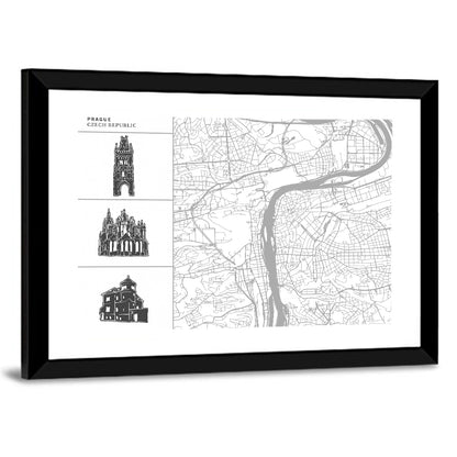 Prague City Map Wall Art