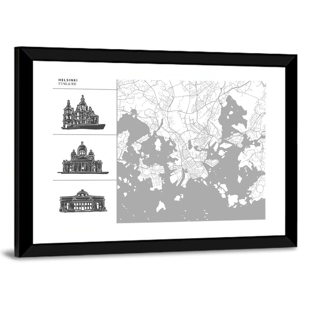 Helsinki Architectural Map Wall Art