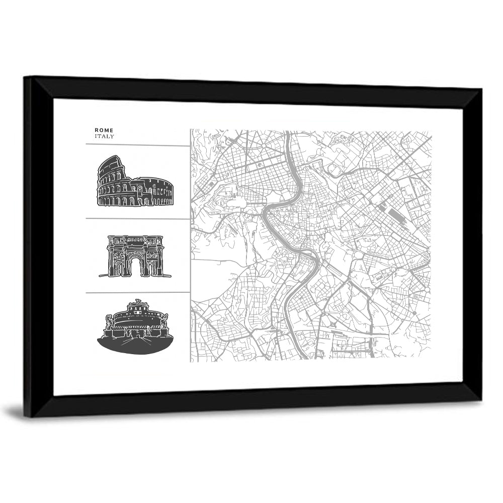 Rome City Map Wall Art