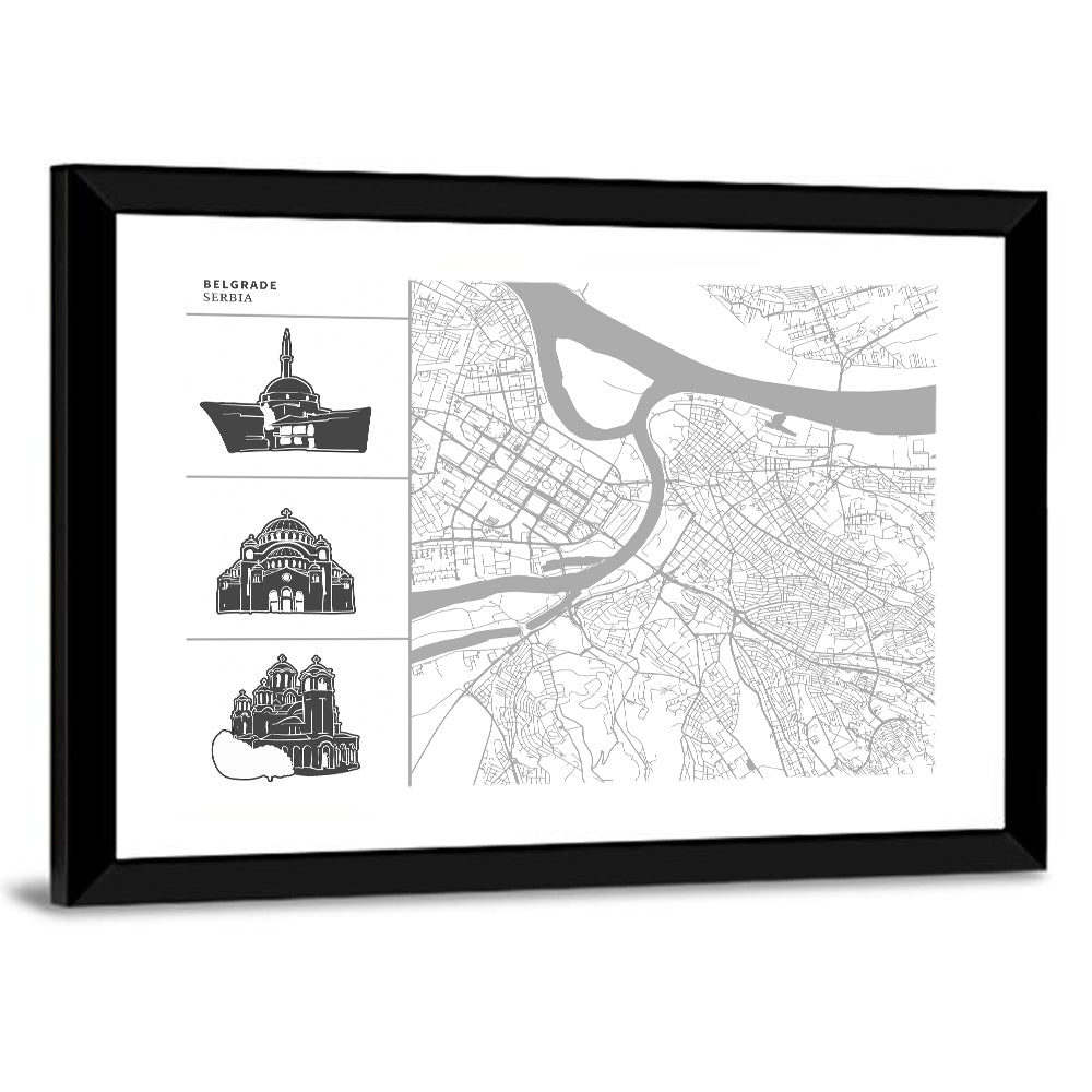 Belgrade Riverfront Map Wall Art