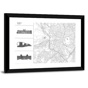 Madrid City Map Wall Art