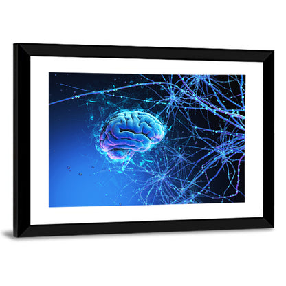 Blue 3d Neural Brain Wall Art