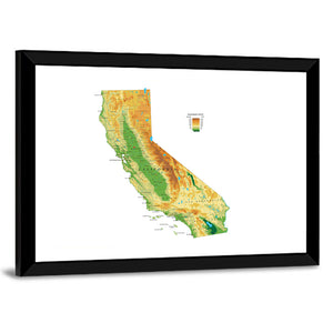 California Physical Map Wall Art