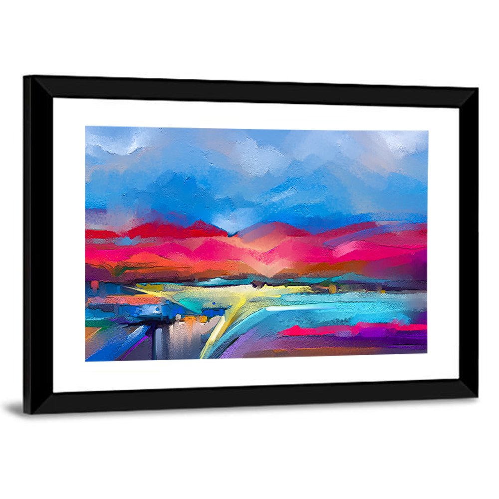 Impasto Mountains at Sunrise Wall Art
