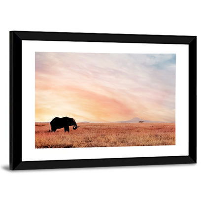 Savannah Elephant at Sunset Wall Art