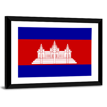 Cambodia Flag with Angkor Wat Emblem Wall Art