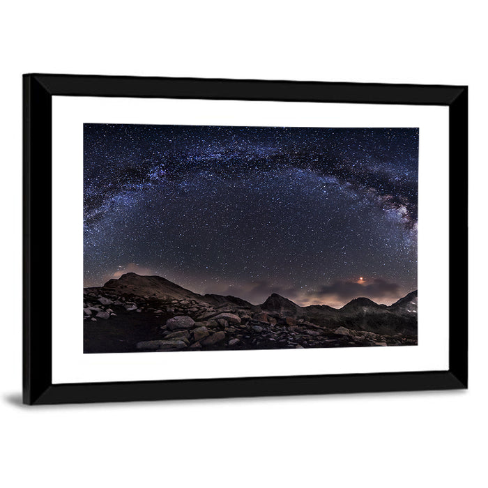 Milky Way Over Mountain Ridge Wall Art as a framed print