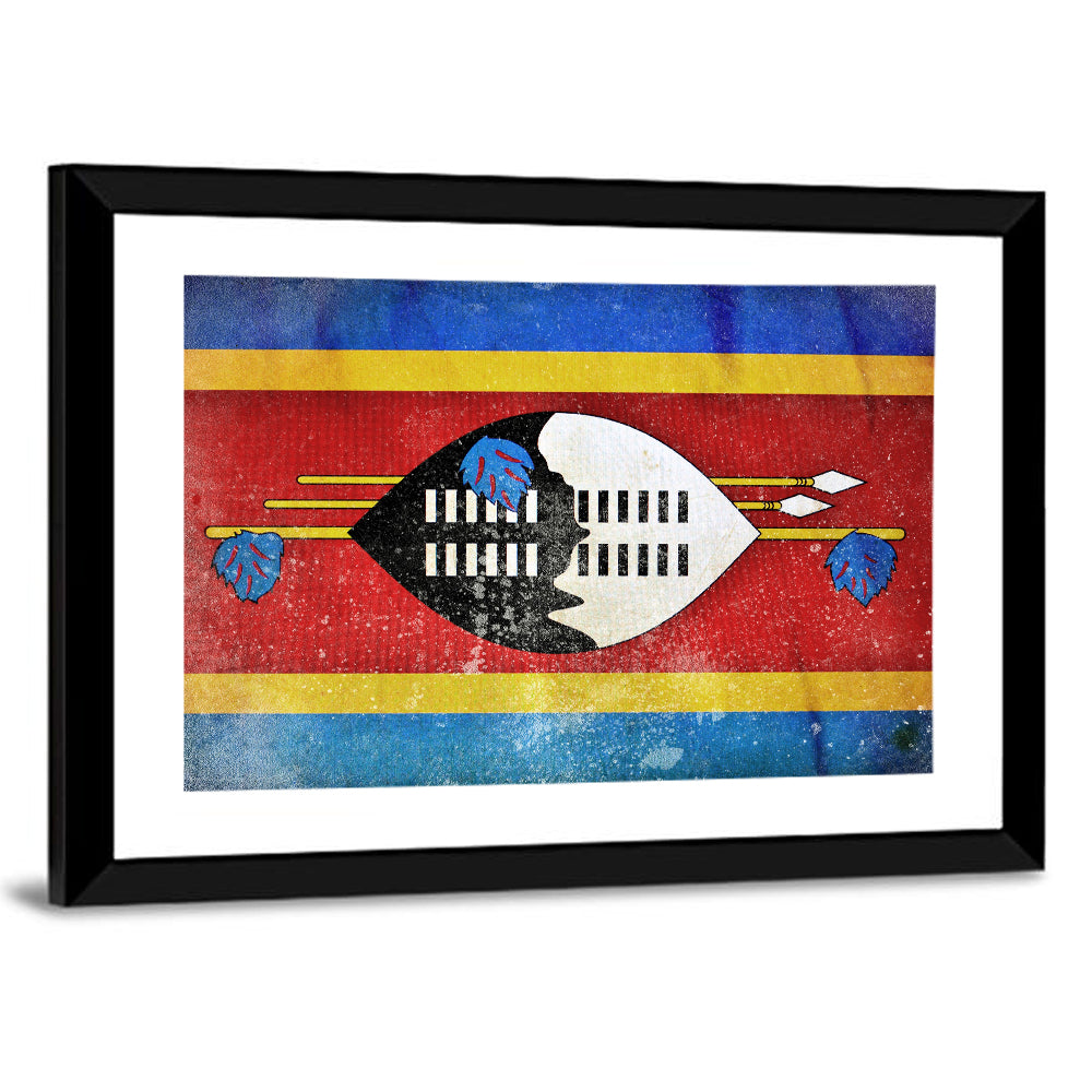 Eswatini Flag with Shield Emblem Wall Art