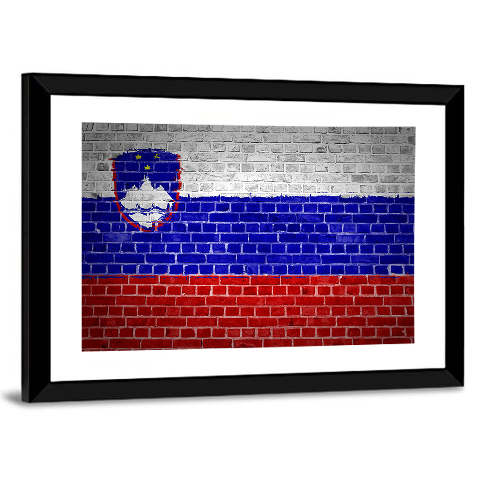 Slovenia Flag on Weathered Brick Wall Art