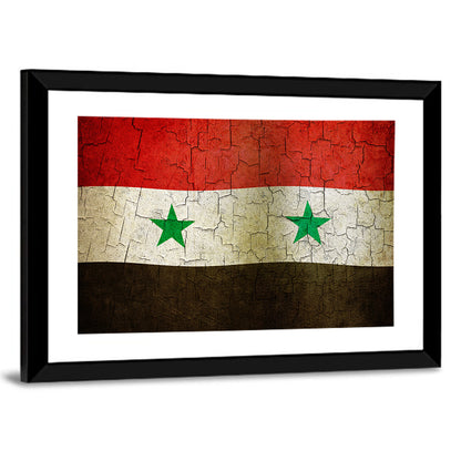 Syrian Flag Weathered Texture Wall Art