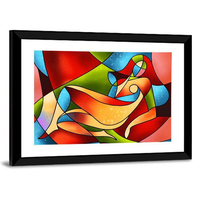 Stained Glass Woman Wall Art as a framed print