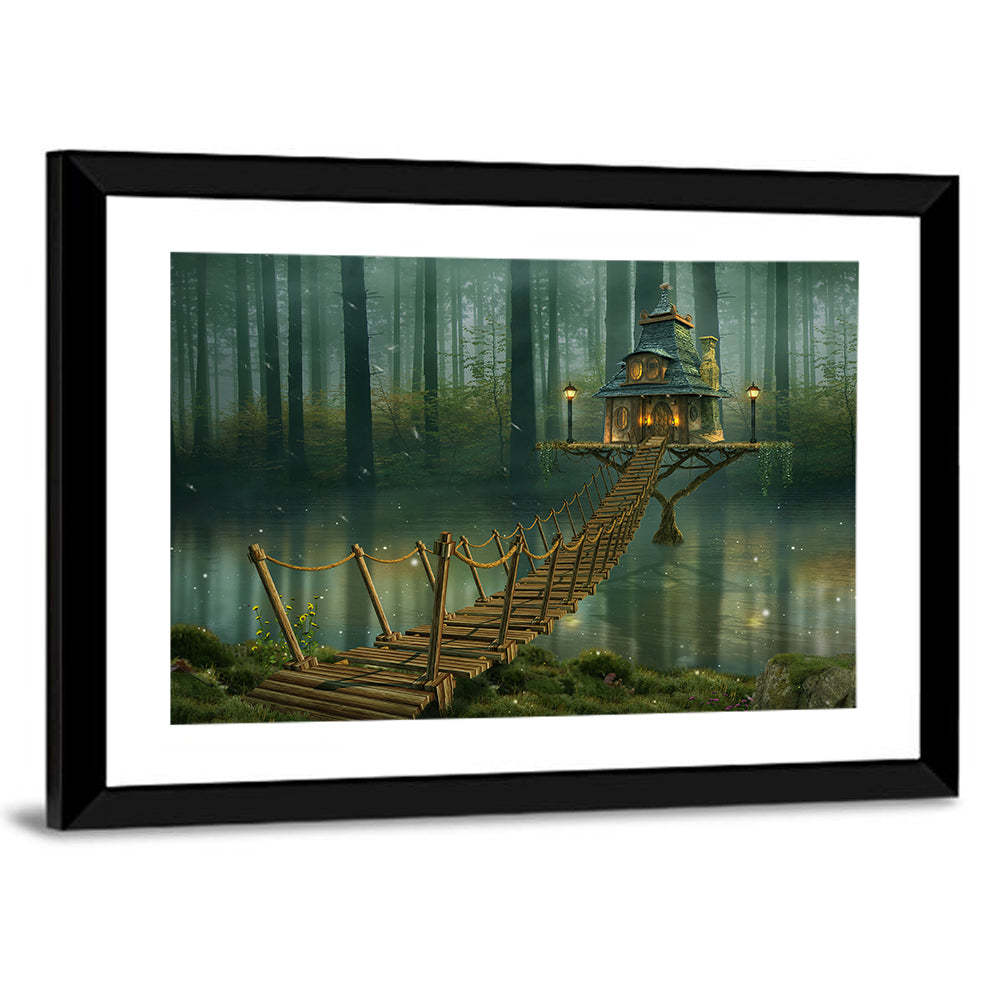 Rope Bridge to Misty Fairy House Wall Art