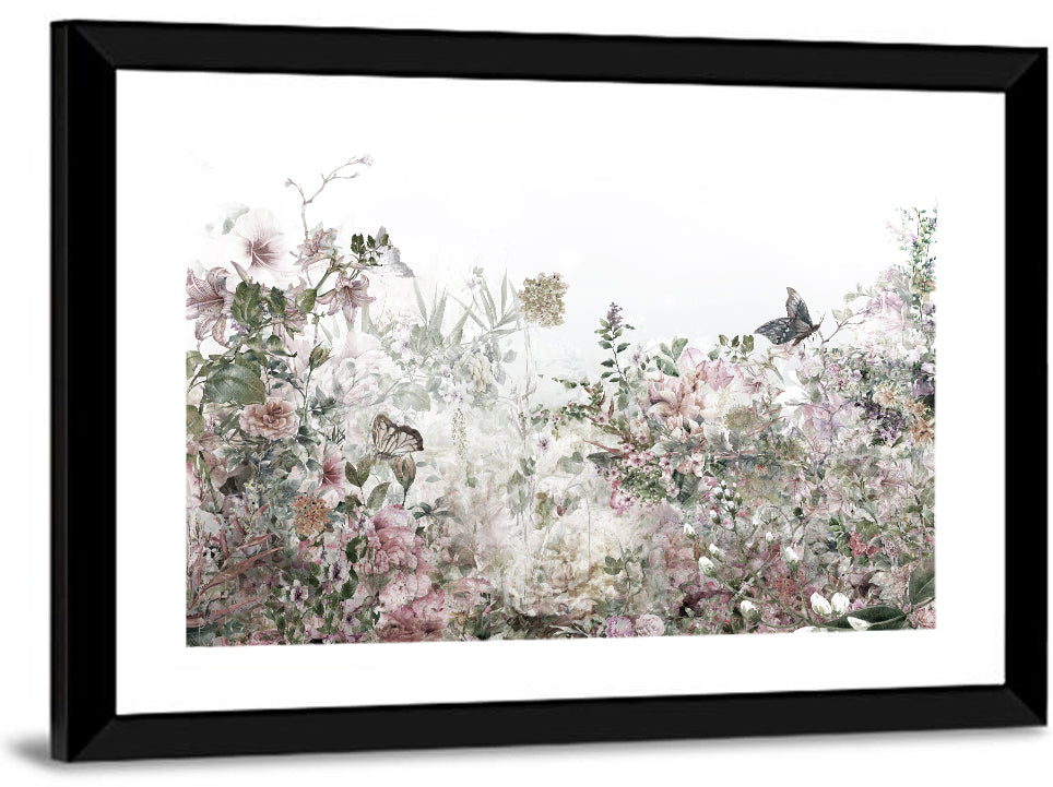 Faded Watercolor Floral Garden Wall Art