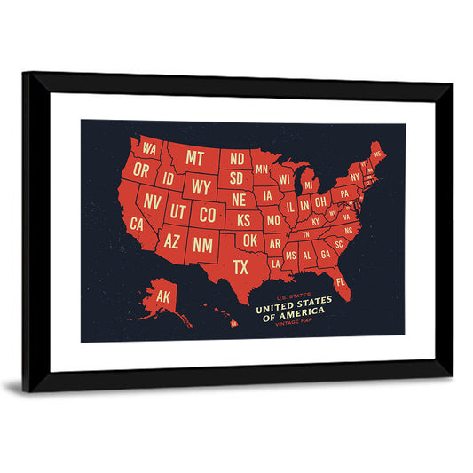 American States Map Wall Art