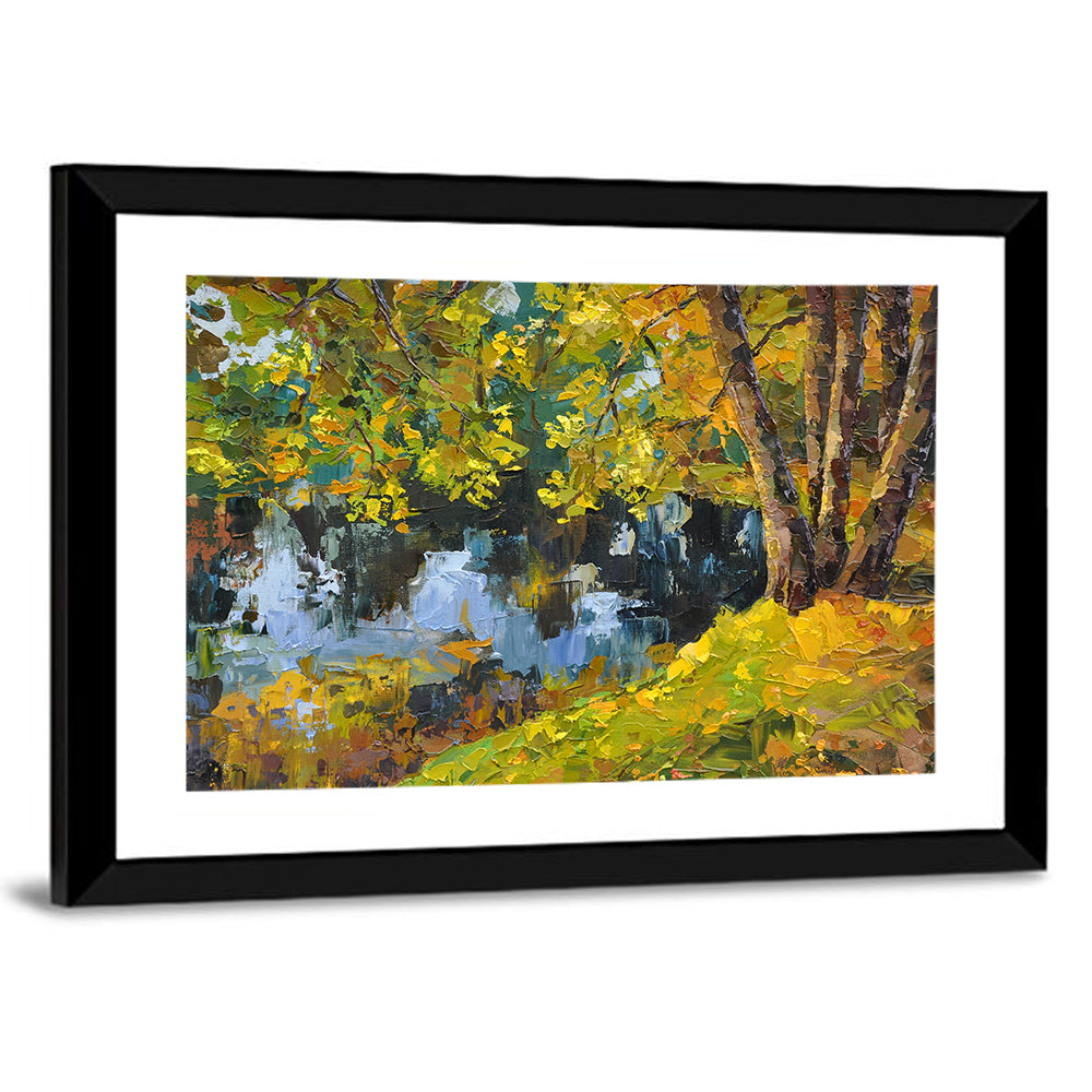 Autumn Riverbank Reflections Wall Art