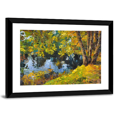 Autumn Riverbank Reflections Wall Art