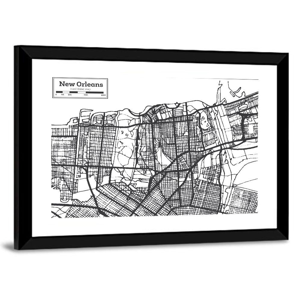 New Orleans Hand-drawn Map Wall Art