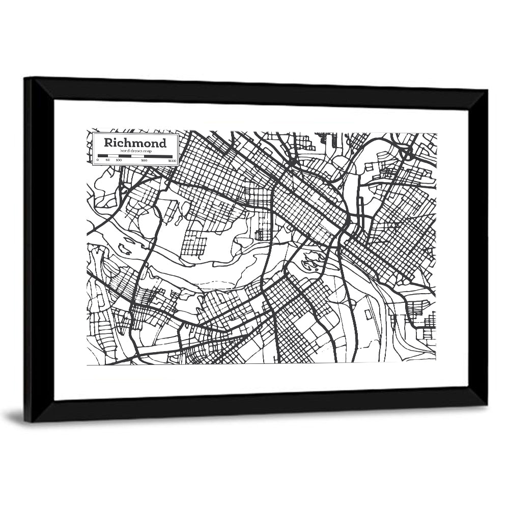 Richmond City Grid Map Wall Art