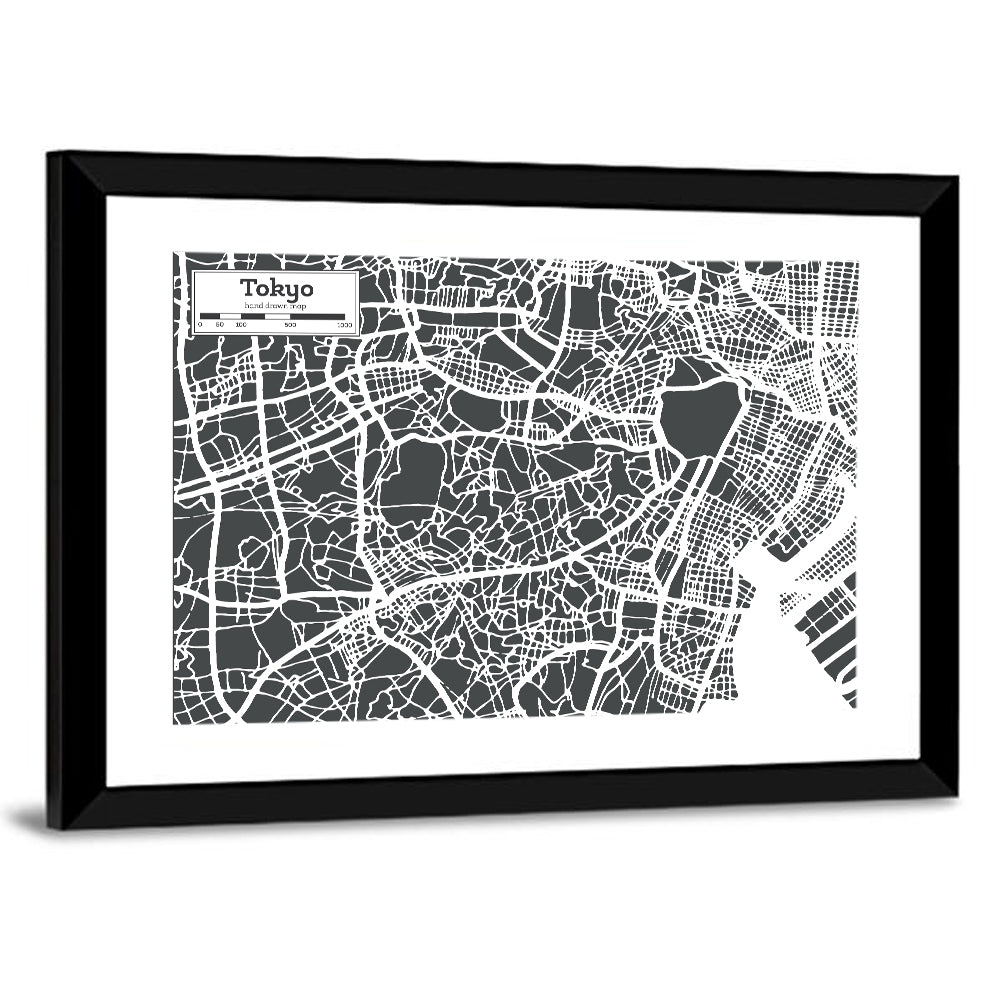 Tokyo City Map Wall Art