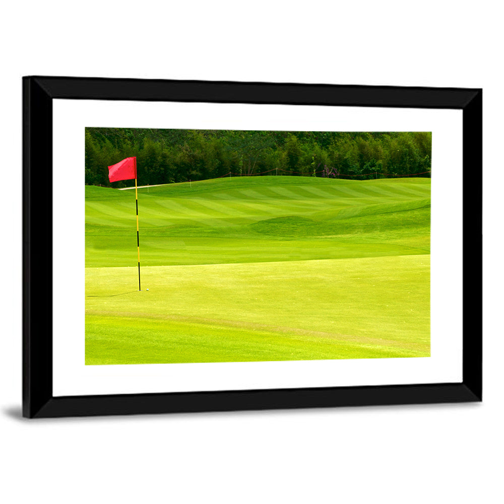 Red Golf Flag on the Green Wall Art