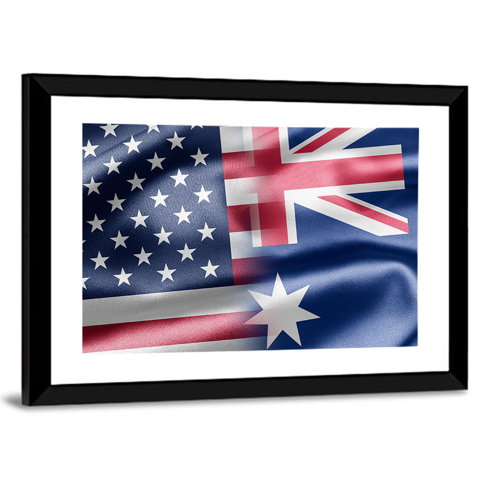 American and Australian Flag Composite Wall Art