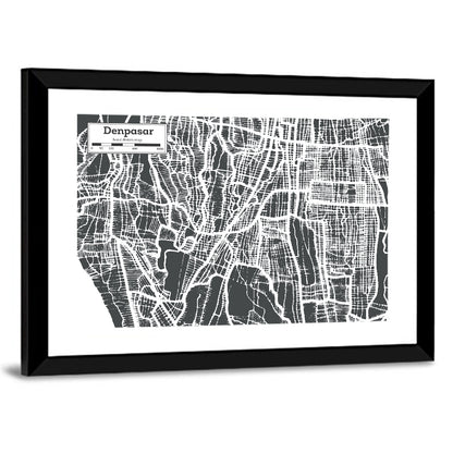 Denpasar Street Grid Map Wall Art