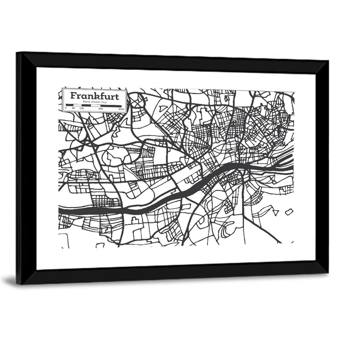 Frankfurt City Map Wall Art as a framed print