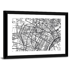 Turin City Map Wall Art