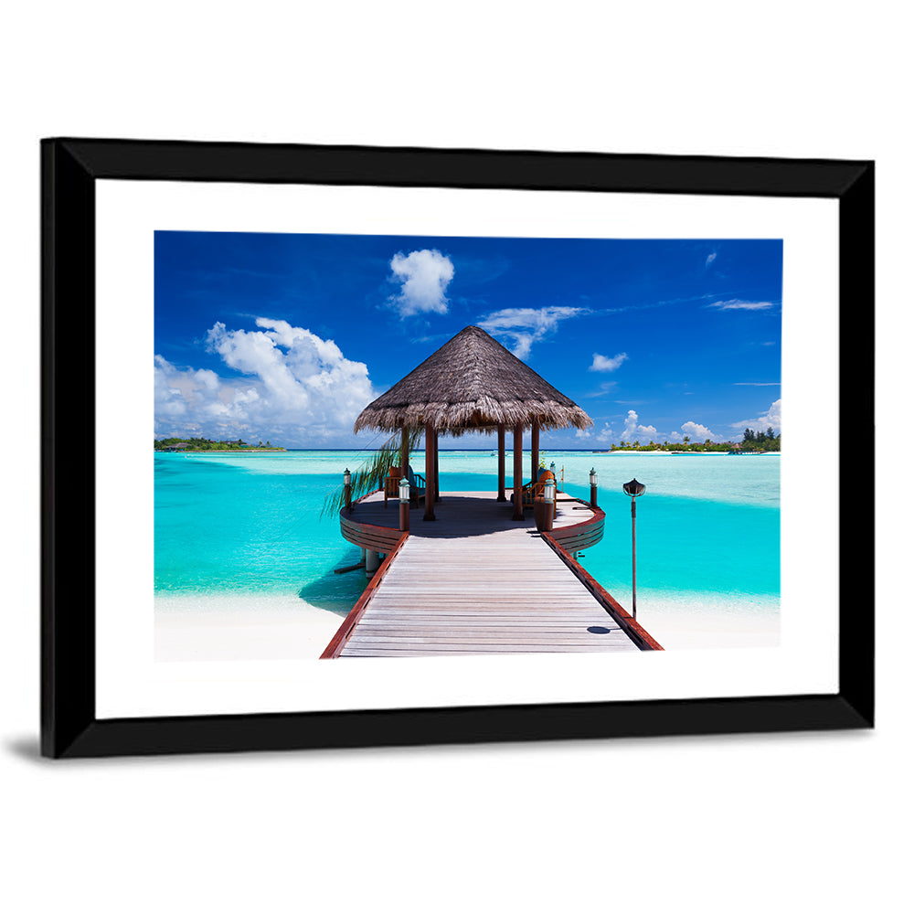 Tropical Jetty with Thatched Gazebo Wall Art