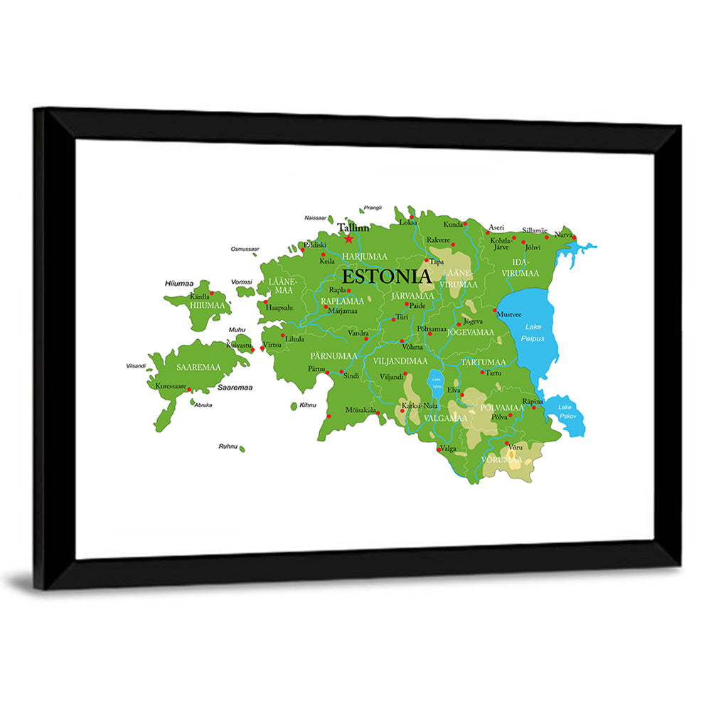 Estonia Physical Map Wall Art