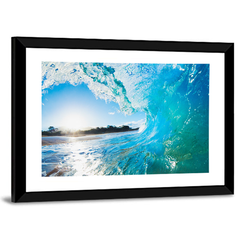 Inside a Breaking Blue Wave Wall Art