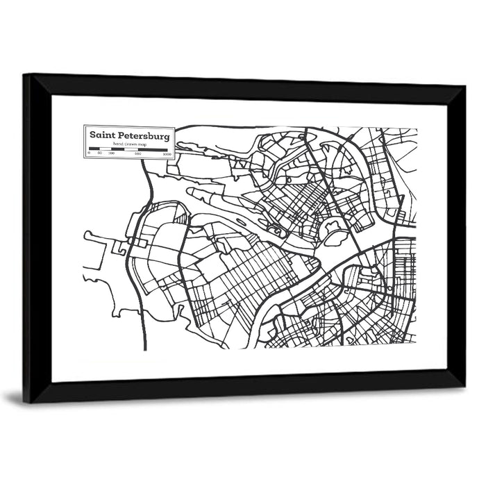 Saint Petersburg Street Plan Wall Art as a framed print
