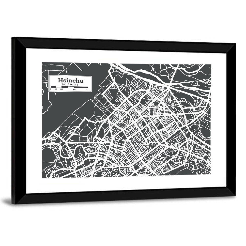 Hsinchu Street Grid Map Wall Art