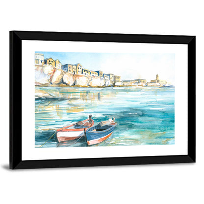 Two Boats Coastal Watercolor Wall Art