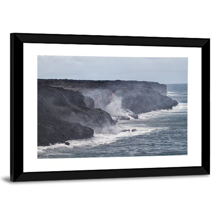 Glowing Lava on Big Island Coast Wall Art as a framed print