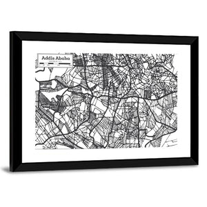 Addis Ababa City Map Ethiopia Wall Art