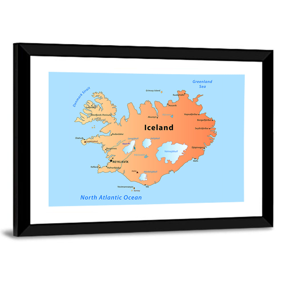 Iceland Map Illustration Wall Art