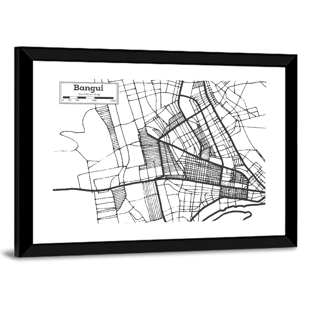 Bangui Street Grid Map Wall Art