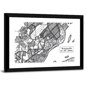 Brazzaville City Map Wall Art