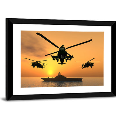 Apache Helicopters at Sunset Wall Art