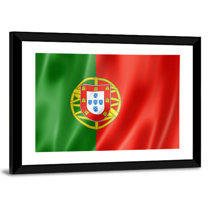 Portuguese Flag with Coat of Arms Wall Art as a framed print